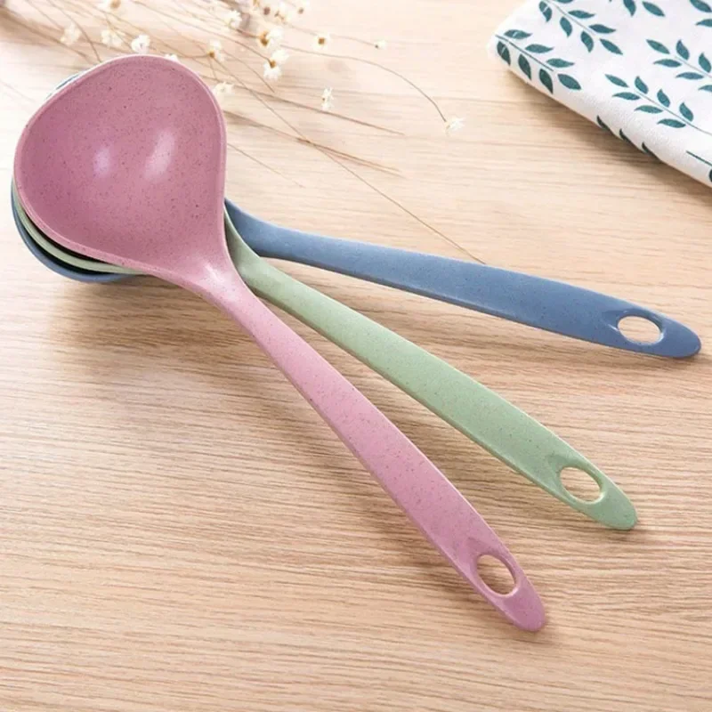 Wheat Straw Spoon Household Long Handle Congee Spoon Plastic Kitchen Utensils Thickened Large Porridge