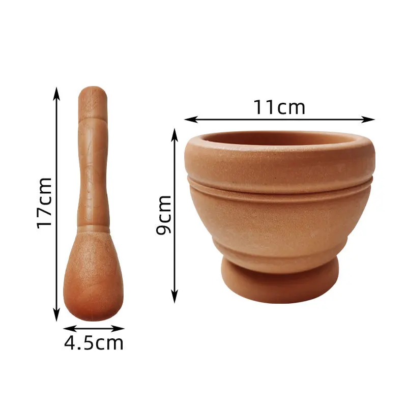 Garlic Grinder Pressing Mashed Pot Manual Mashing Medicine Jujube Wood Pounding Stone Mortar