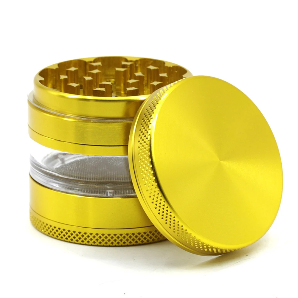Tobacco Grinder 4 Layer Zinc Alloy Herbal Crusher with Clear Window