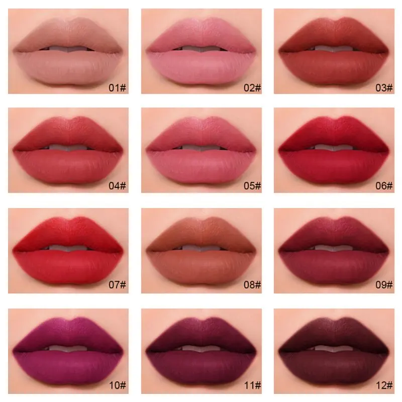 12Pcs X 5g Lip Type Design Matte Finish Lipstick Set Easy to