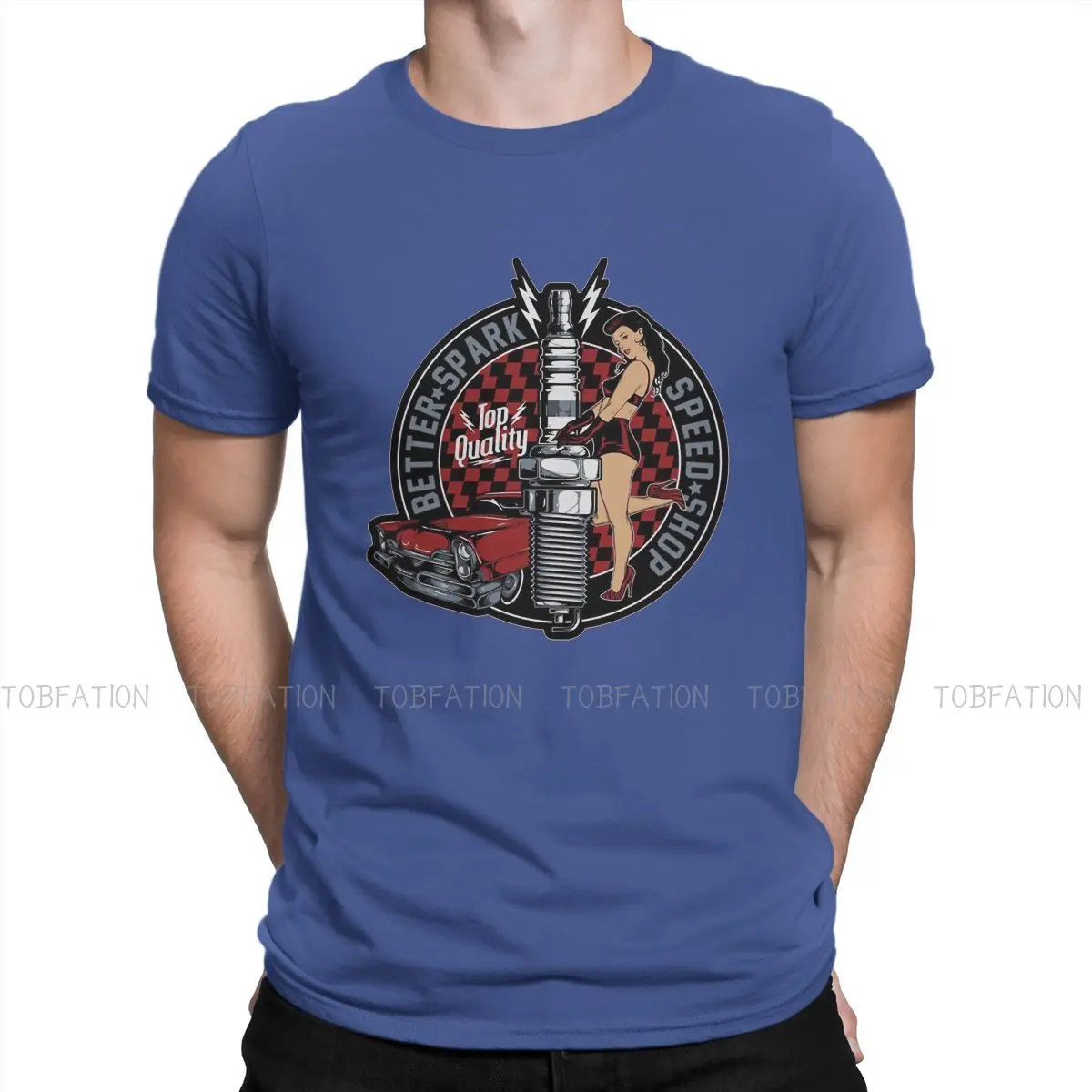 Tanie Pin Up Girl Speed Shop Retro Rockabilly Tshirt ponadgabarytowy graficzny T Shirt Casual gorąca sklep