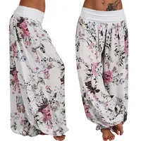 European and American women's clothing long style harem pants digital print long style wide leg pants casual pants plus size - Image 4