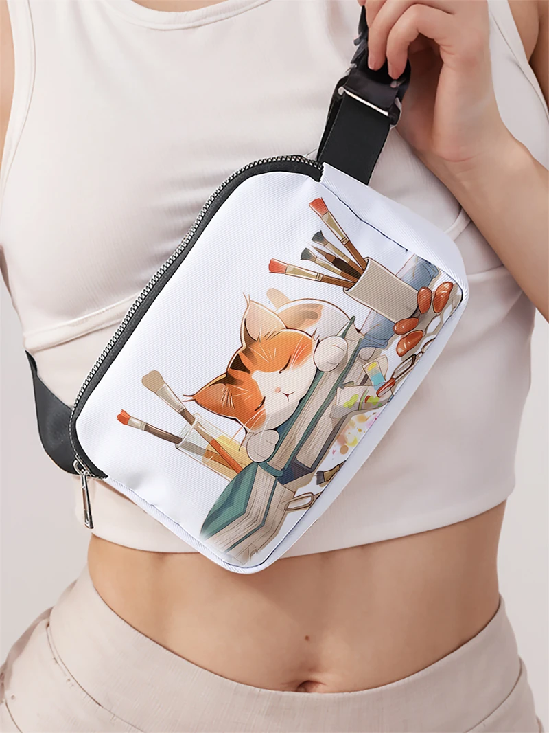 1pc,sleeping kitten fashionable adjustable crossbody bag, neutral sports waist bag, suitable for running