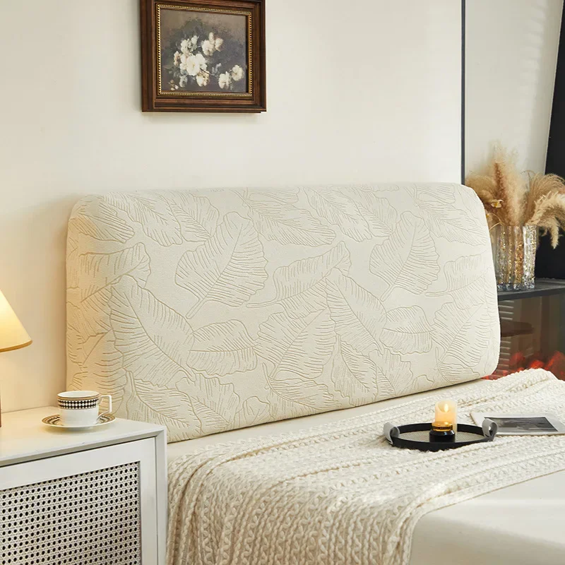 Leaves Jacquard Headboard Cover Luxury Soft Short Plush Bed Head Cover All-inclusive Bedside Protector Cover Slipcovers Bedroom 3