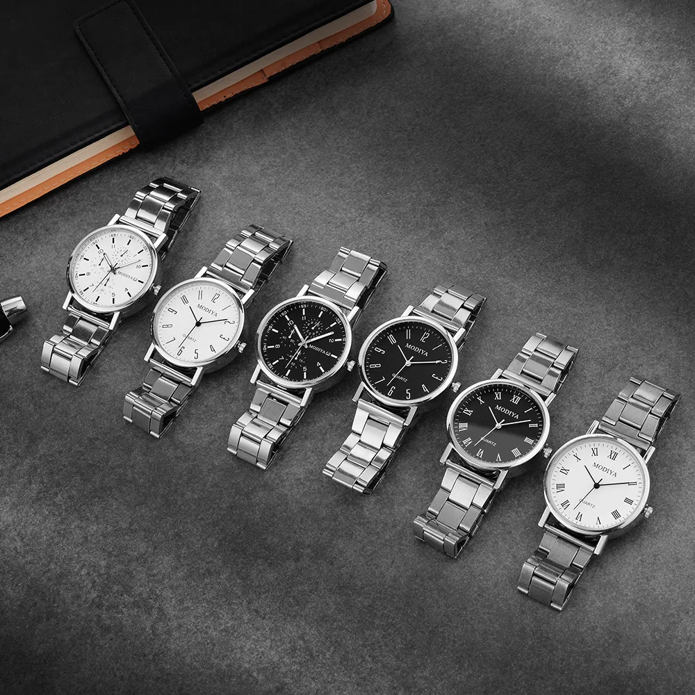 Men's Watch Fashion Casual Quartz Watches Steel Band Wrist Watches Silver Elegant Man Atmosphere Mens Watch Reloj Hombre