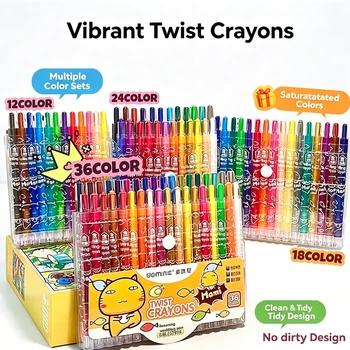 Set di 36/12 Pastelli Colorati Rotanti Lavabili per Bambini, Pastelli per Arte e Artigianato, Forniture Artistiche per il Ritorno a Scuola