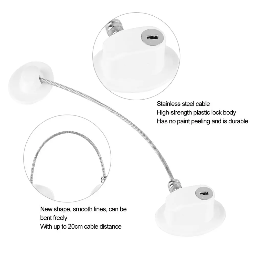White 1pc Baby Safety Locks Baby Child Safety Window Refrigerator Opening Security Cable Door Lock