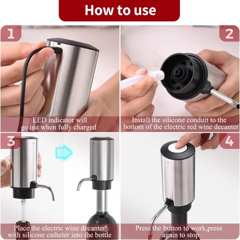 Fashion Electric Wine Bottle Opener Rechargeable Wine Aerator Electric Opener Set Suitable for Home Drinking