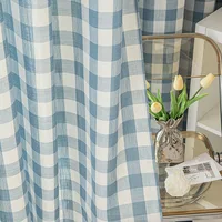 1 PCS Modern Simple Big Plaid Blackout Curtains For Bedroom American Rural Home Living Room Study Semi-Blackout Window Drapes 2