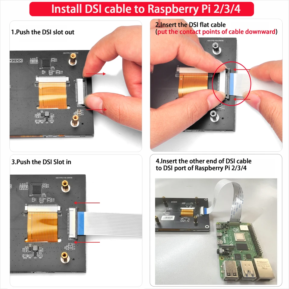 OSOYOO 5 인치 RPi5 DSI 용량 성 터치 스크린 LCD 디스플레이 모니터, Raspberry Pi 5 4 2 3 3B+