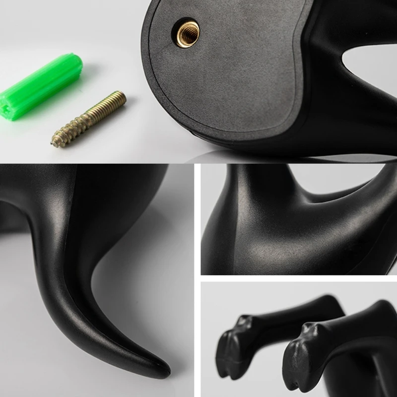4Pcs Nordic Plastic Dog Tail Hooks with Screws Adhesive Tape Wall Mounted Key Hanger Hat Coat Decoration wholesales 3
