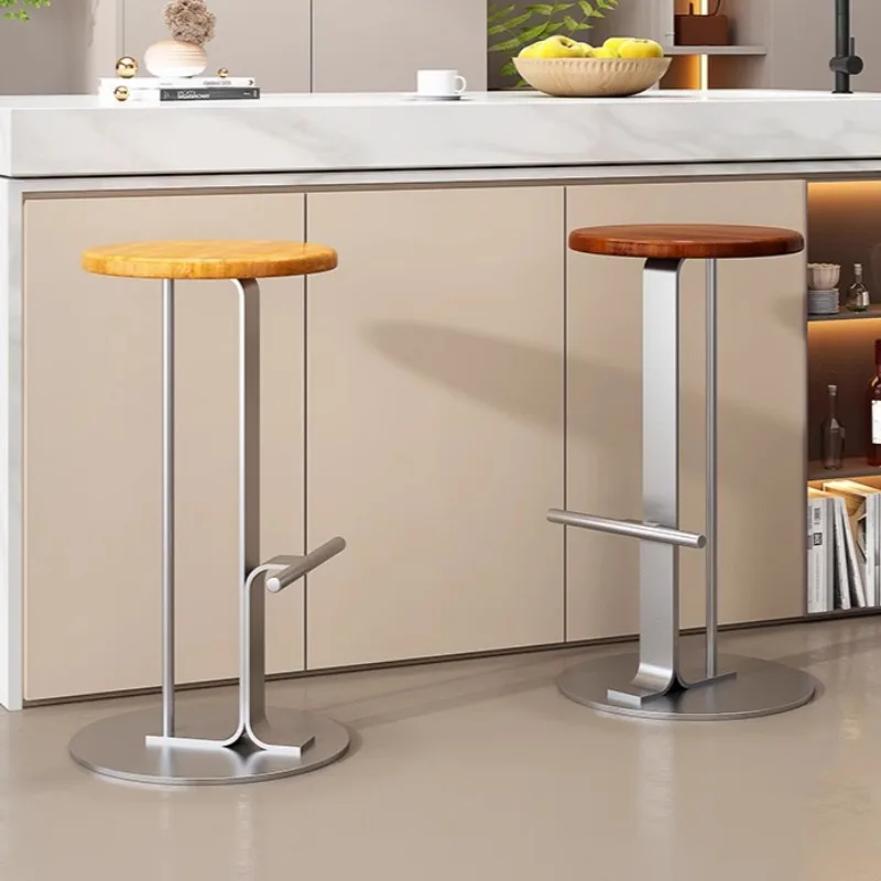 Stainless Steel Simple Modern Bar Stool Creative Steadiness Bar Chair Strap Foot Luxury Dining Room Living Room Table Highchairs
