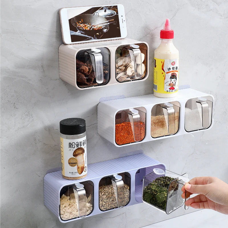 Seasoning Box Kitchen Supplies Wall-mounted Seasoning Storage Monosodium Glutamate Salt Jar Household Jar