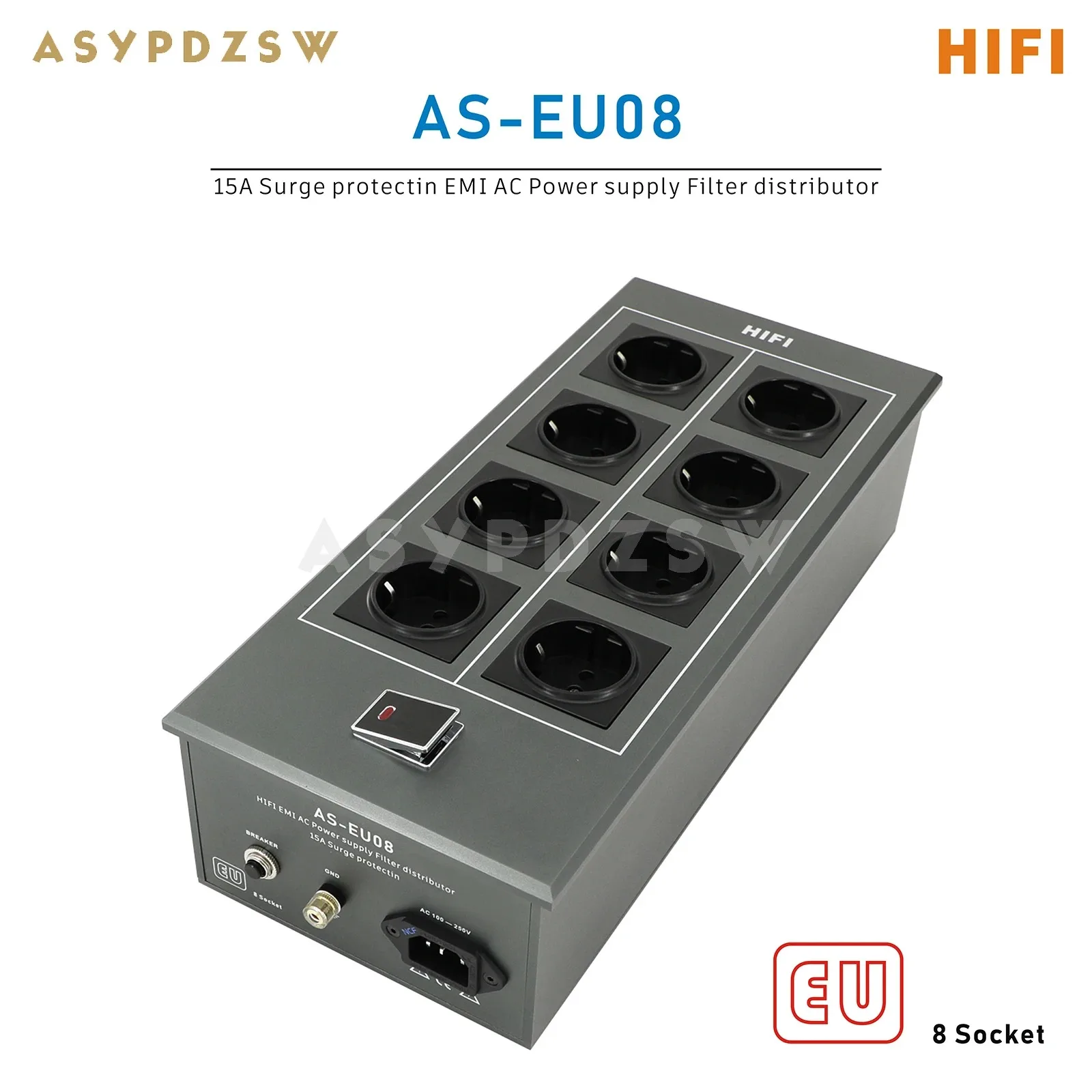 AS-EU08 Ultra low noise HIFI EMI 15A AC Power Filter distributor 8 ...