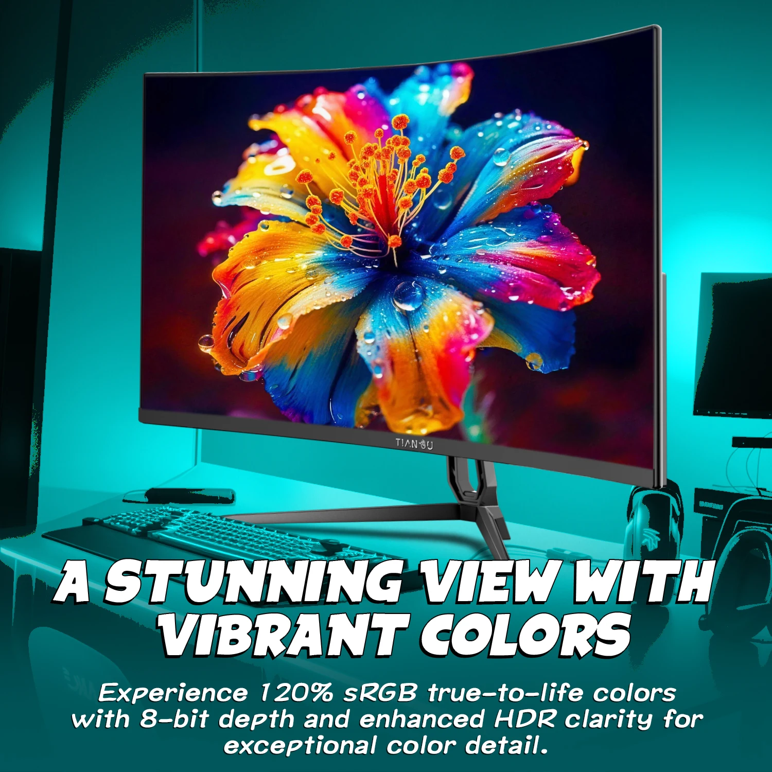 티안수 27인치 FHD 1920*1080P 200Hz LED PC 게이밍 모니터, 99% sRGB 1MS HDR400 HDMI/게이밍 컴퓨터 스크린