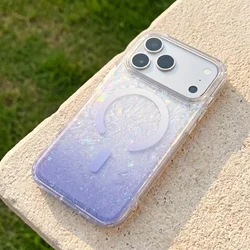 Vibrant Gradient Magnetic Phone Case with Shockproof Protection - iPhone 15 Plus (PURPLE)