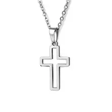  2022 Fashion Stainless Steel Necklace For Men Women Black Gold Color Silver Color Cross Pendant Chain Necklace Jewelry Gift 