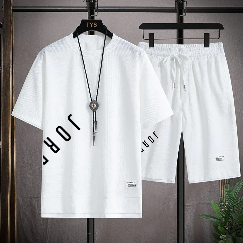 

Summer fashion print high quality men comfortable breathable set 2 sportswear Fitness jogging daily casual wear
