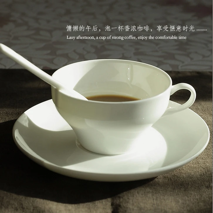 200ML, bone china tea cups and saucers set, ceramic plaine white tazas cafe tea cup, porcelain coffee cup saucer, breakfast cups