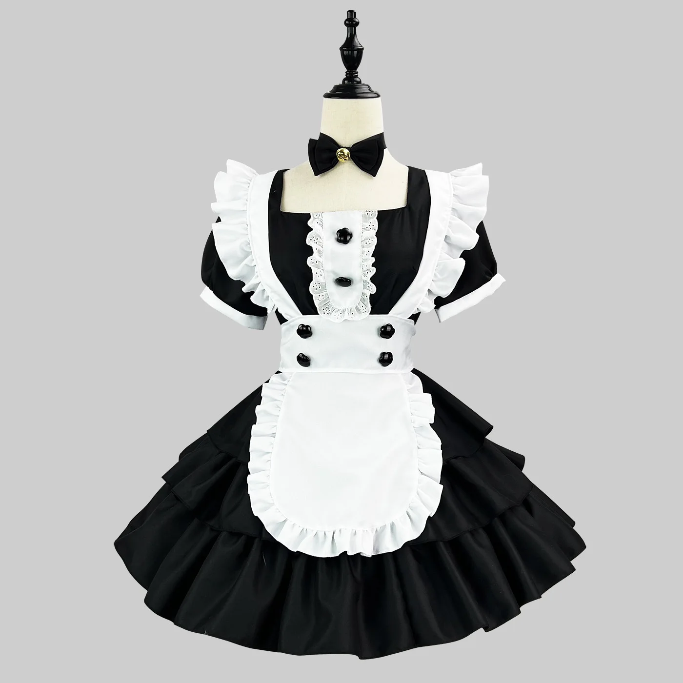 

Черное милое платье горничной в несколько рядов в стиле "Лолита", костюмы для косплея горничной, платье с бахромой, костюм для искусственных звеньев, сценические костюмы