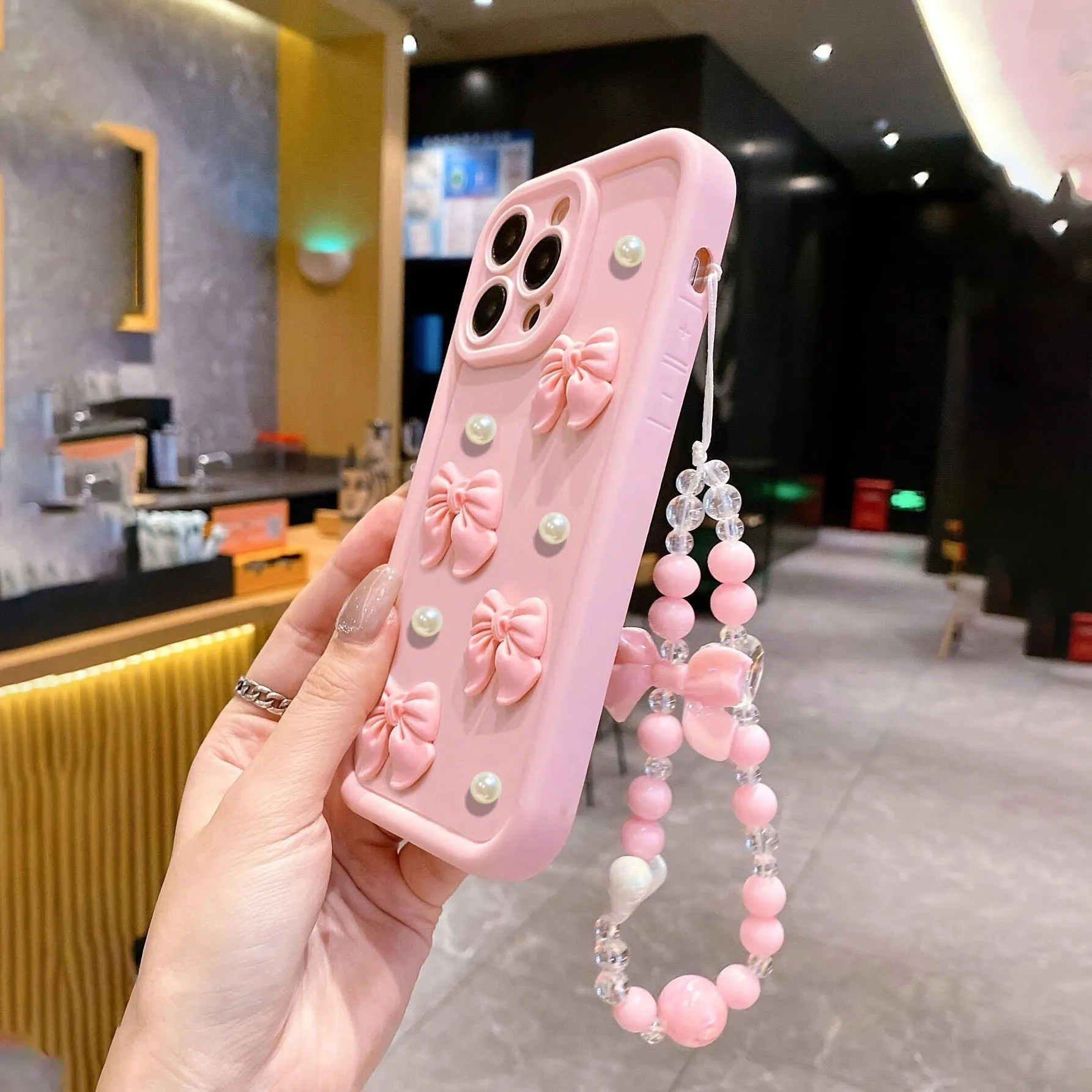 Adorable 3D Pearl Bowknot Silicone Phone Case
