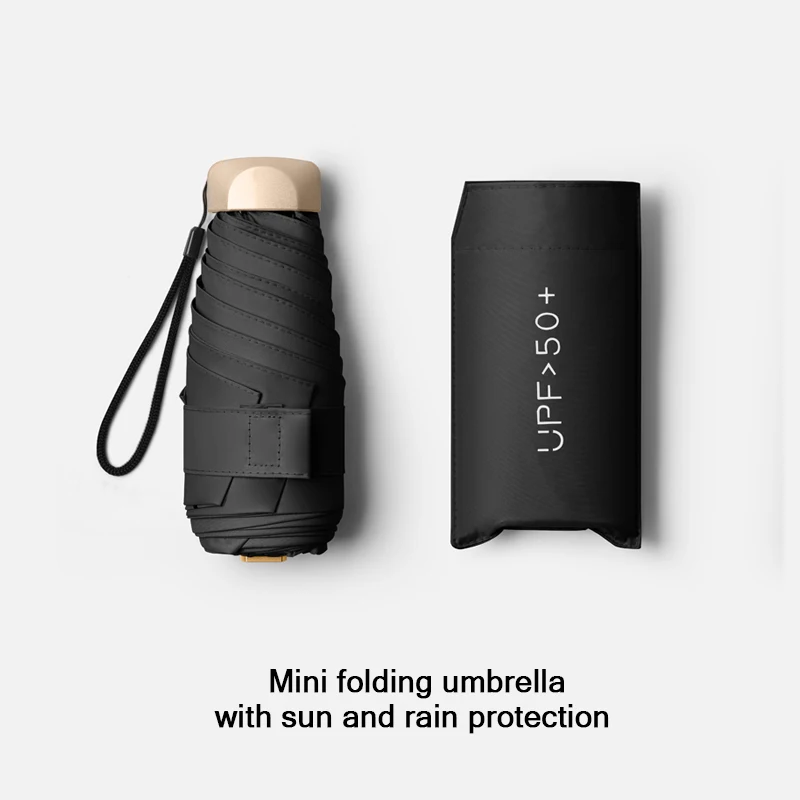 Stylish Portable Design,Compact 6-Rib Mini Folding Umbrella,Lightweight Durable Alloy Handle,Frame,For Sun,Rain,Cute Rain Gear