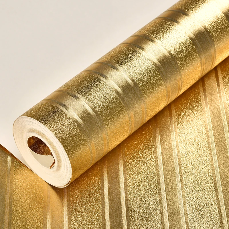 Luxury Gold Foil Wallpaper PVC Waterproof Thicken 3D Embossed Wallpaper Modern Striped Plaid Pattern KTV Bar Decor Wall Paper custom elegant customized offset printing gold silver foil embossed business cards matte finishing paper custom business car