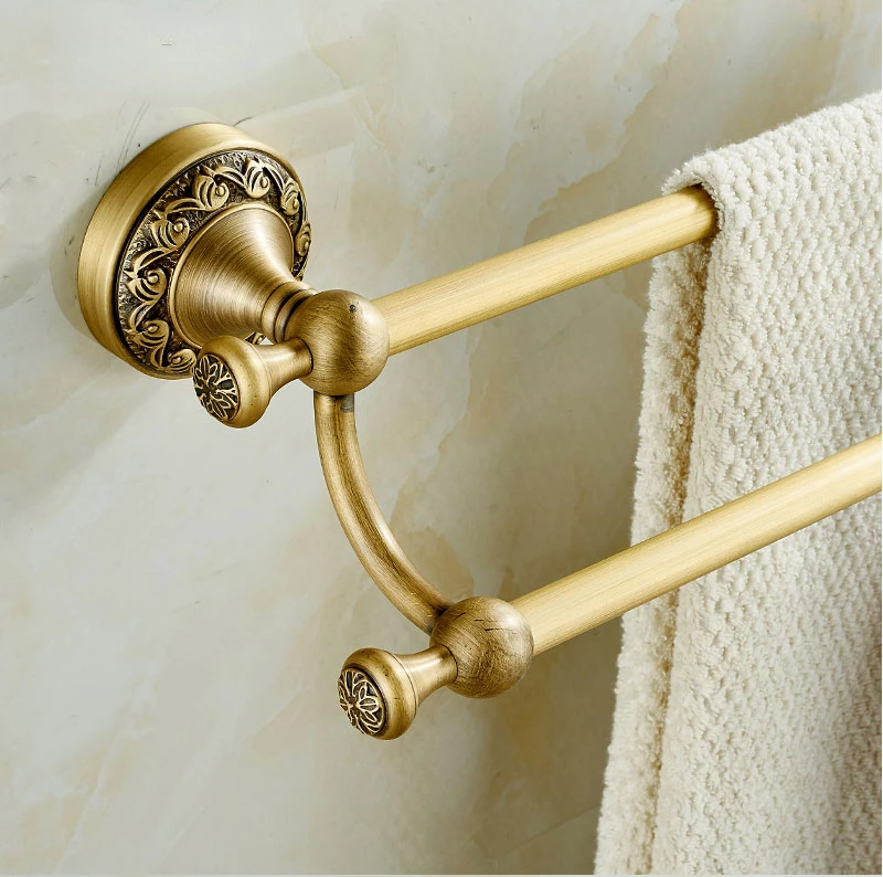 

Non perforated towel rack bathroom antique color bathroom all copper double pole bathroom towel rack 40cm50 45 55