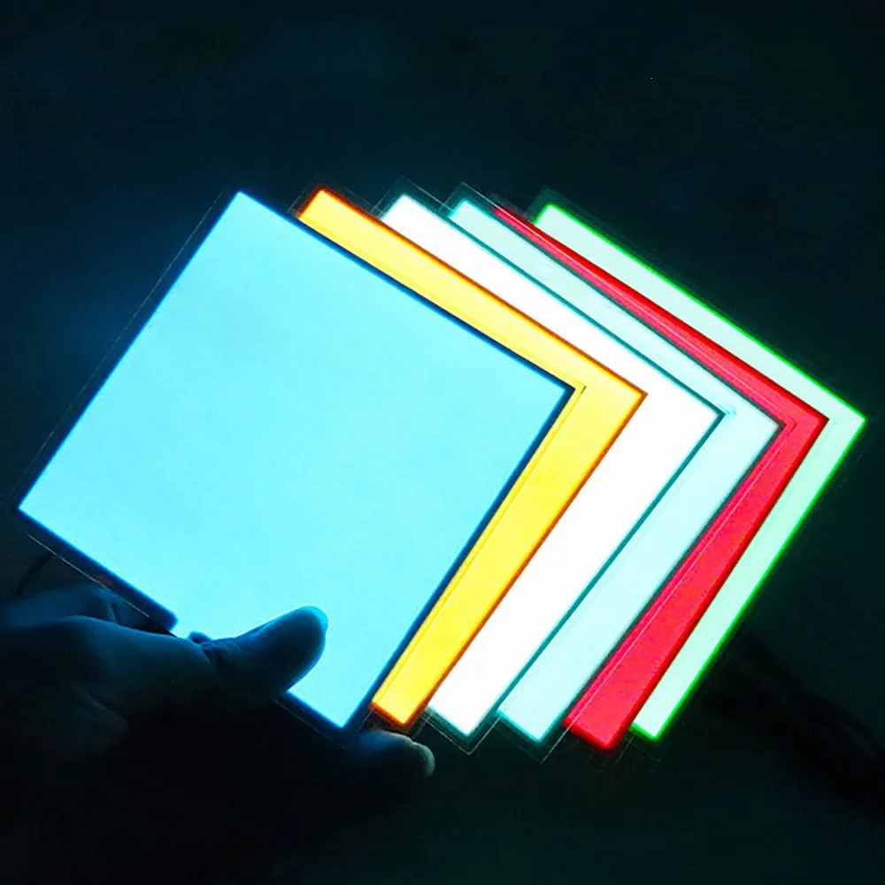 EL Panel Backlight Led Glowing 10*10cm Panel Backlight LED Electroluminescent El Backlight With DC12V Inverter 5V USB 3V Battery