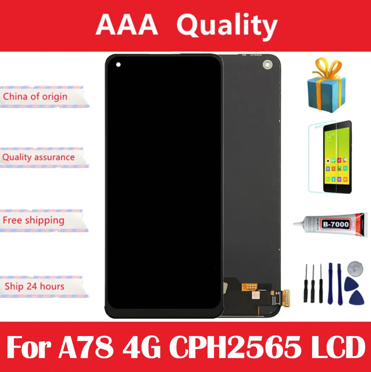 

ЖК-дисплей 6,43 дюйма AMOLED для Oppo A78 4G, CPH2565, экран с дигитайзером, запасные части для ремонта