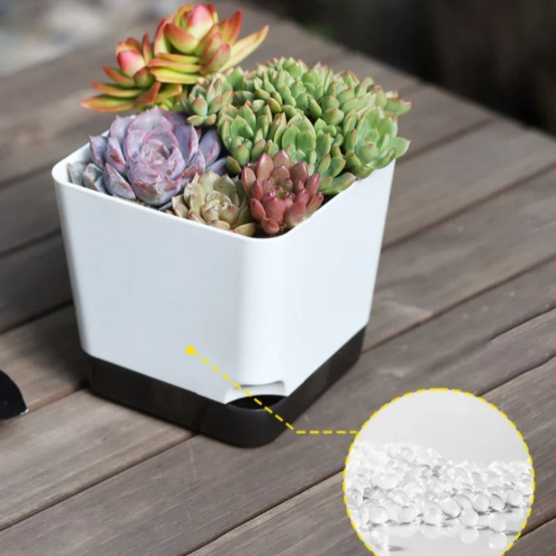 Set of 5 Self-Watering Plant Pots with Drainage and Reservoir Saucer for Indoor and Outdoor Use