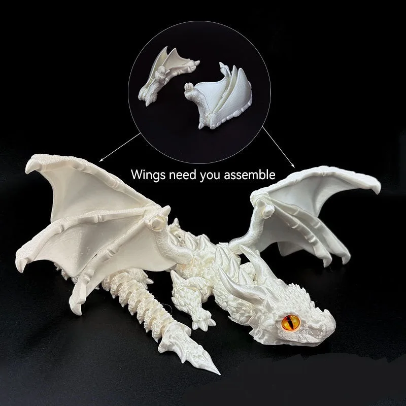 1pc 3D Printed Winged Carriage Figurine With Random Eyes, Art Deco Resin Dragon Sculpture, Tabletop Animal Theme Decor_voghion.com