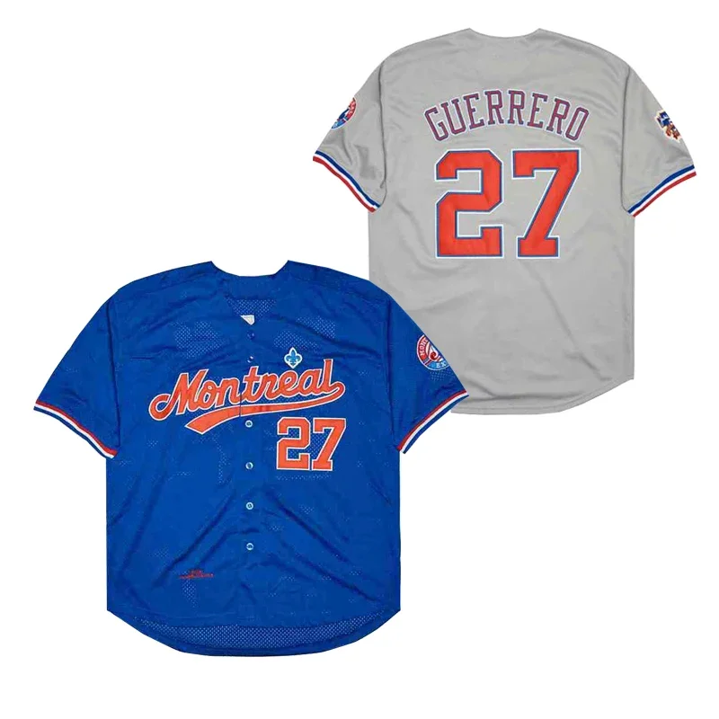 Baseball jerseys Montreal 27 GUERRERO Jersey Sewing Embroidery Outdoor sportswear Hip Hop Street Dance Fan supplies