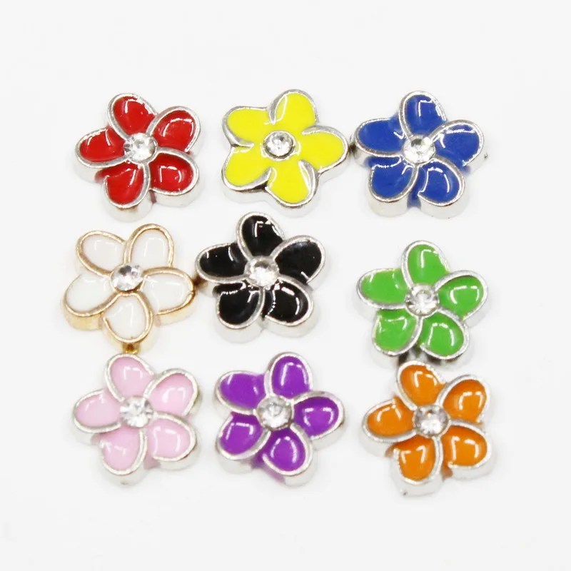 

20pcs Mix Color Crystal Flower Floating Charms Living Glass Memory Locket Diy Jewelry Accessory