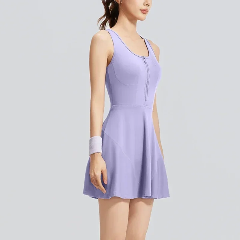 Elegant Women' Midi Dresses Golf Wear Beach Tennis Dress New Summer Sporty Short Yoga Clothes Women's Gym Skirt