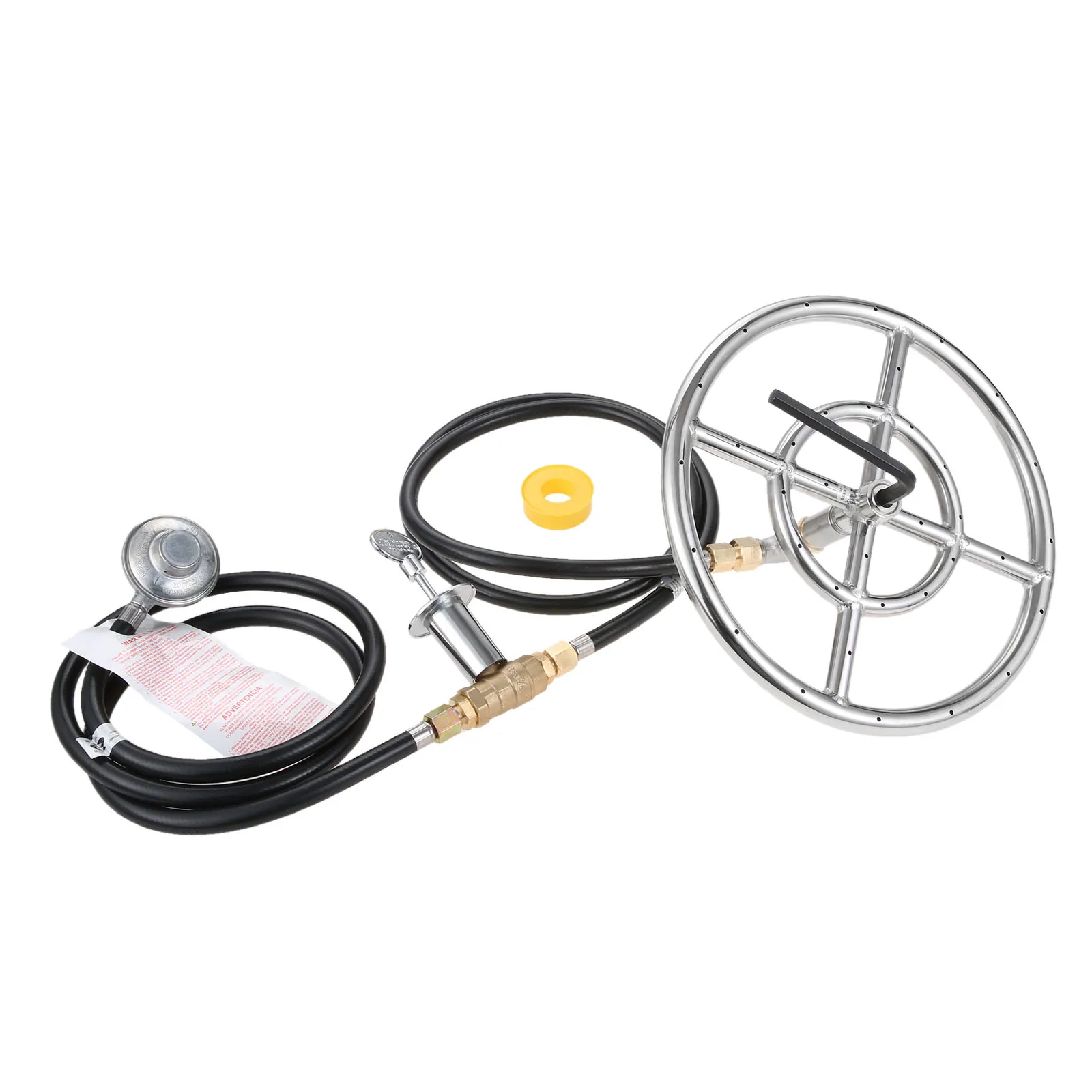 Fire Ring Burner Valve Assembly 12 inch Stainless Steel Fire Pit Installation Kit for Propane Gas Pit Outdoor Fireplaces