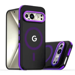 Luxury Contrast Color Design Rugged Protection Case with Strong Magnetic Charging Capability - Google Pixel 10 (Puprle)
