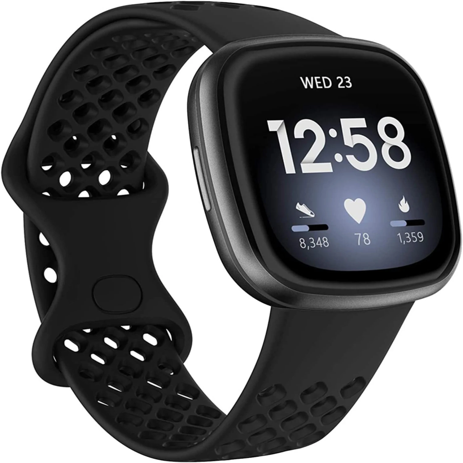 Comfortable, stylish, and durable premium silicone sport band for Versa 3/Sense-Perfect for daily wear and exercise-Elevate
