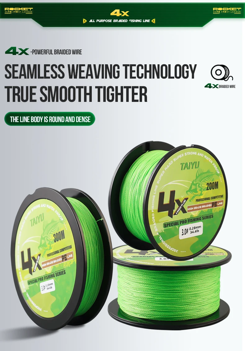 Taiyu 4 Stränge 200m pe geflochtene Angelschnur 19lb-70lb Japan langlebige Multi filament Angelschnur super glatte Karpfen Angelschnur – Detail 3