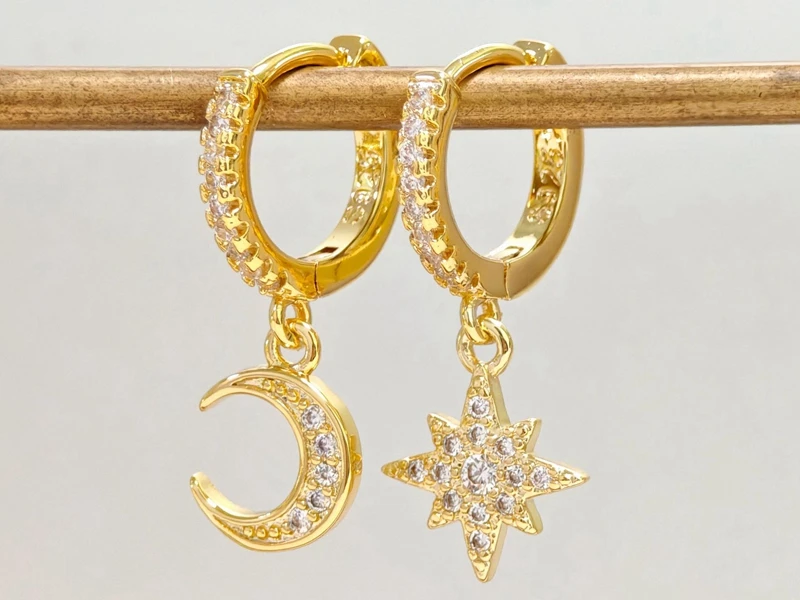 Creolen aus 925er-Sterlingsilber mit Nadel, kleine Huggies-Creolen für Damen, winziger Kristall-Zirko-Anhänger, Knorpel-Ohrringe, Piercing-Schmuck – Detail 30