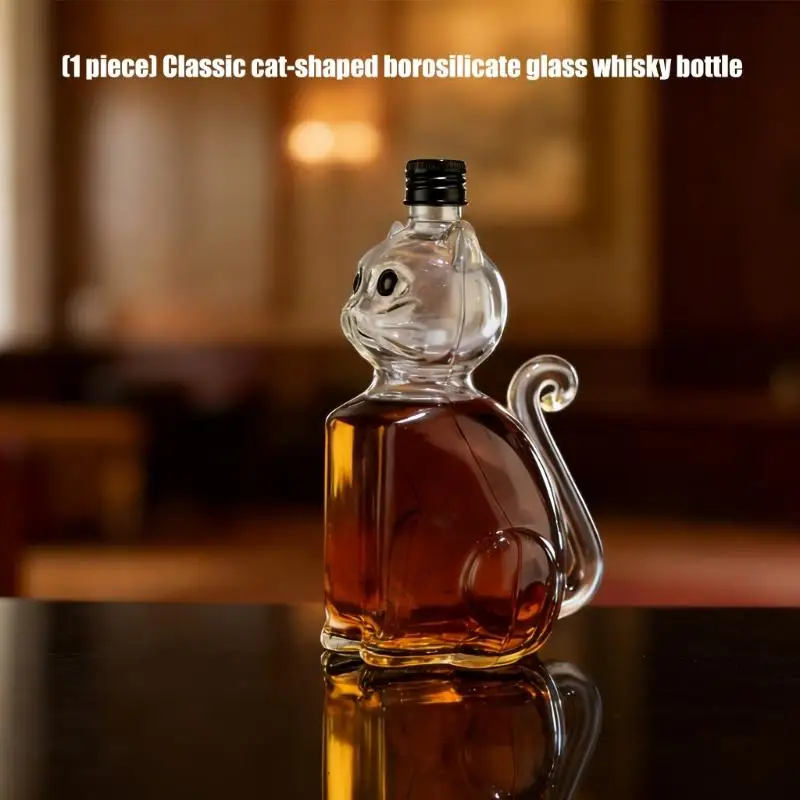 독특한 고양이 디자인 고붕규산 유리 위스키 디켄터 기능 안전한 알코올 보관 및 가정용 밀폐 씰 K43D