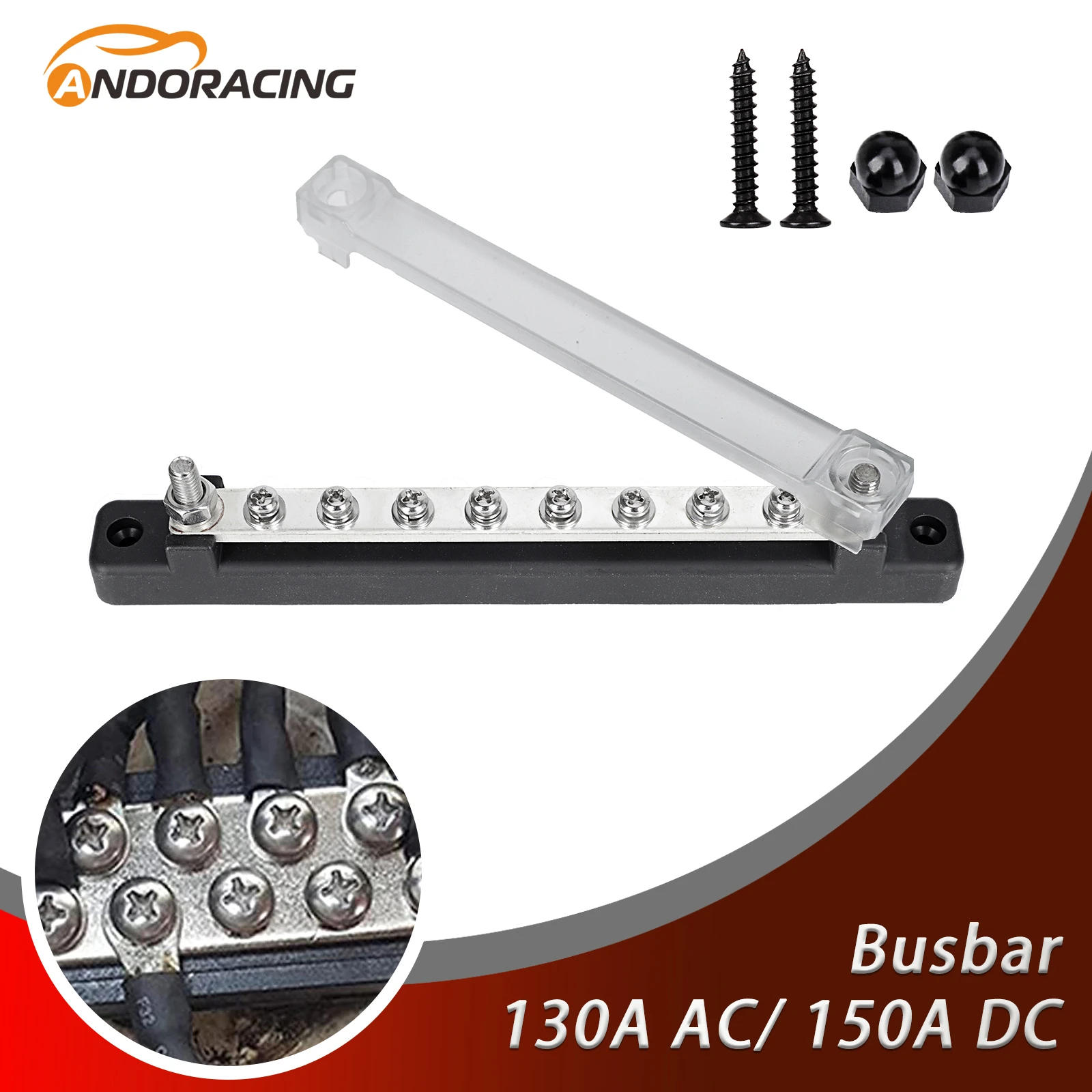 

12 Way Bus Strip Junction Box With Cover And Connector Ground Power Distribution 150A DC 48V For Car Boat Trailer RV