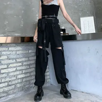 여성용 2023 카고 바지, 펑크 조거 바지, 하라주쿠 스트리트웨어, 발목 길이, 블랙 하렘 바지, 오버사이즈, 봄 패션
