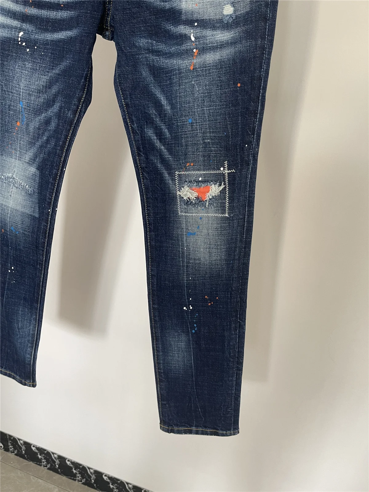 Autumn and Winter Men's Jeans Fashion Slim Three-dimensional Cut Stitching Micro Elastic Spot Button men jeans mens jeans jeans trousers elastic jeans denim trousers