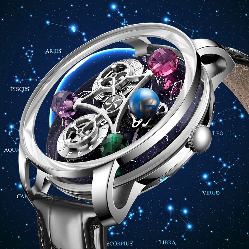 PINDU High end Celestial Mechanical Wristwatch Starry Twelve