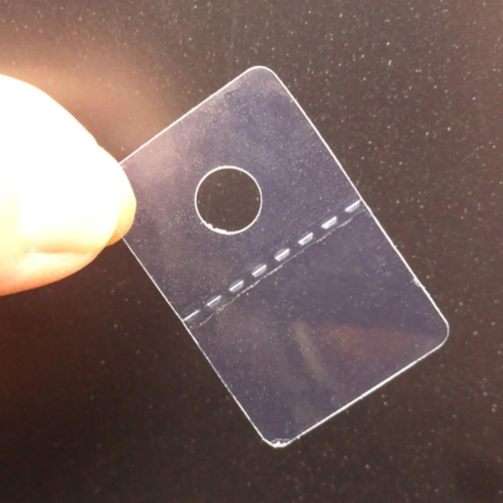 Clear Sticky Hanging Tabs Plastic Display Labels Wall Adhesive Tag Hook up Self Tool 500 Pcs