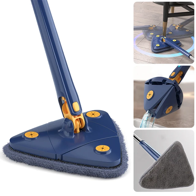 NEW Extended Triangle Mop 360 Twist Squeeze Wringing XType Window Glass Toilet Bathrrom Floor Household Cleaning Ceiling Dusting 1