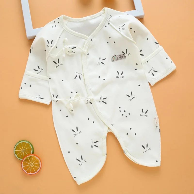 Baby Jumpsuit Sleepwear Spring Autumn Newborn Cotton Long Sleeves Cartoon Printed Girls Boys 0-3 Months