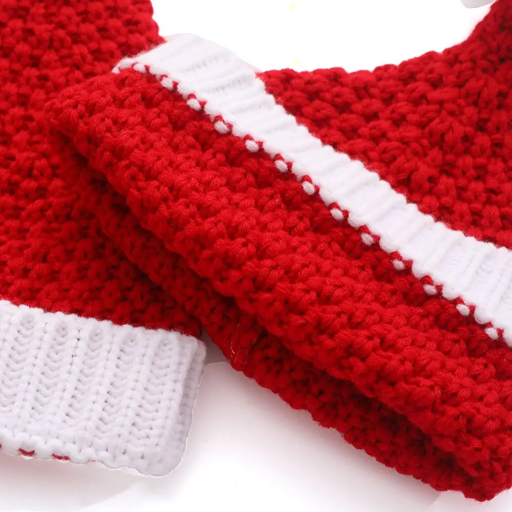 Knitted Kids Christmas Hat Cute Christmas Parent-Child Hat Pompom Adult Child Soft Beanie Santa Cap New Year Party Kid Gift