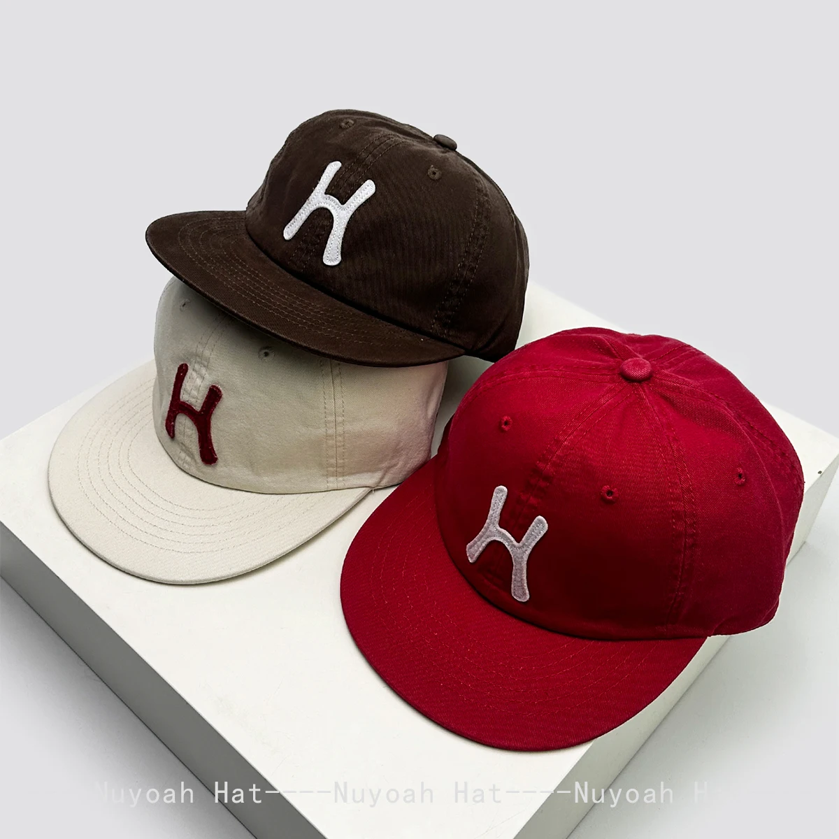 Neue Unisex-Baseballkappen mit flachem Schirm und H-Buchstaben-Patch, vielseitige, schlichte Schirmmützen im Retro-Stil für den lässigen Alltag
